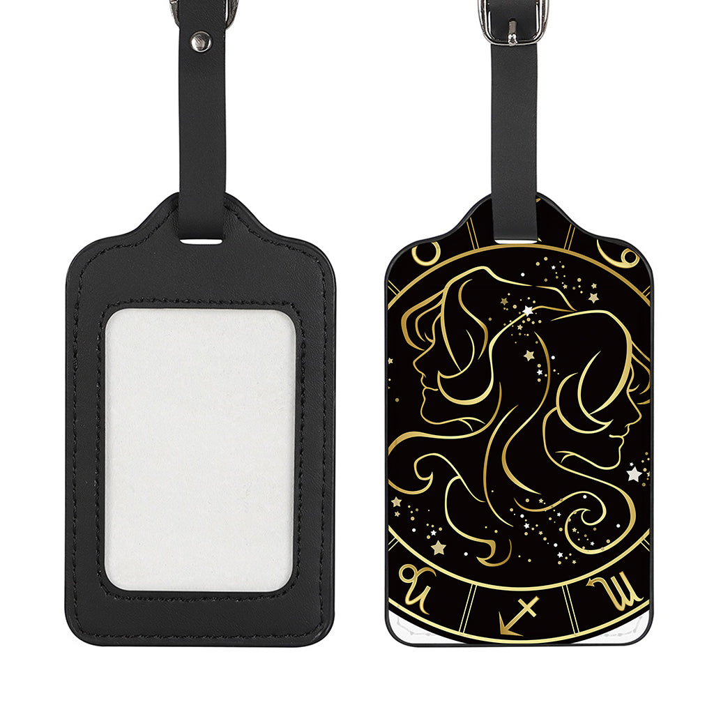 Gold And Black Gemini Sign Print Luggage Tag
