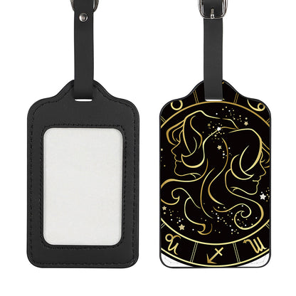 Gold And Black Gemini Sign Print Luggage Tag