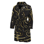 Gold And Black Gemini Sign Print Men's Bathrobe