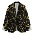 Gold And Black Gemini Sign Print Men's Blazer