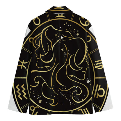 Gold And Black Gemini Sign Print Men's Blazer