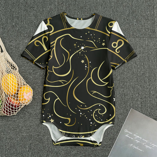 Gold And Black Gemini Sign Print Men's Bodysuit
