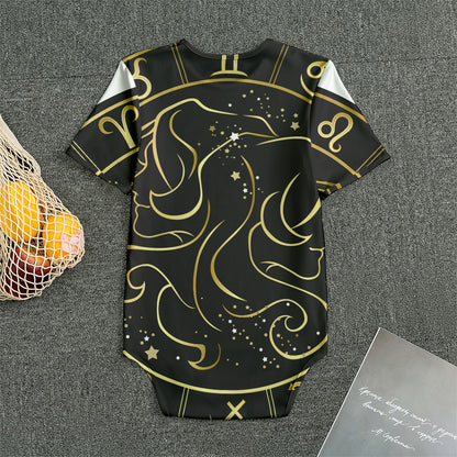 Gold And Black Gemini Sign Print Men's Bodysuit