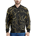 Gold And Black Gemini Sign Print Men's Bomber Jacket