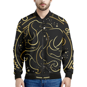 Gold And Black Gemini Sign Print Men's Bomber Jacket