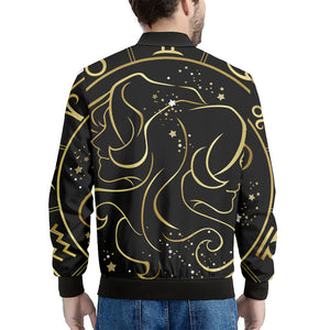 Gold And Black Gemini Sign Print Men's Bomber Jacket