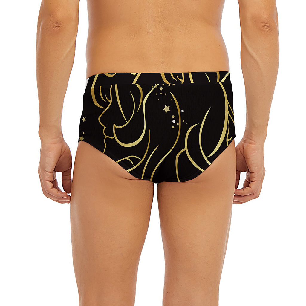 Gold And Black Gemini Sign Print Men's Briefs