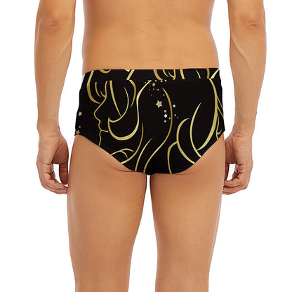 Gold And Black Gemini Sign Print Men's Briefs