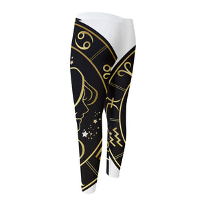 Gold And Black Gemini Sign Print Men's Compression Pants