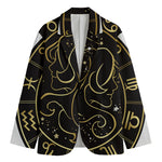 Gold And Black Gemini Sign Print Men's Cotton Blazer