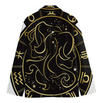 Gold And Black Gemini Sign Print Men's Cotton Blazer