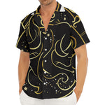 Gold And Black Gemini Sign Print Men's Deep V-Neck Shirt