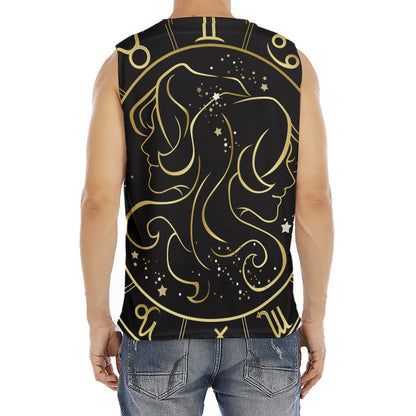 Gold And Black Gemini Sign Print Men's Fitness Tank Top