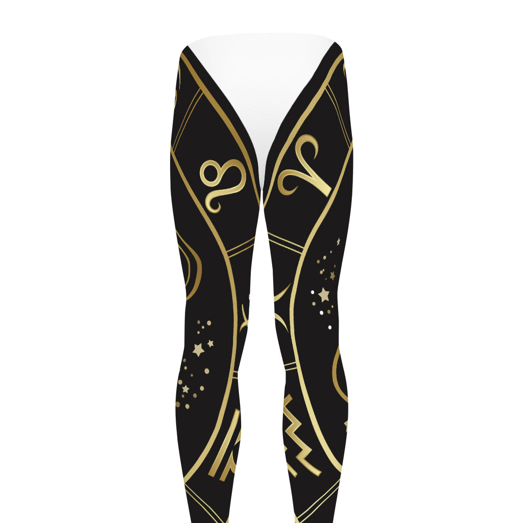 Gold And Black Gemini Sign Print Men's leggings