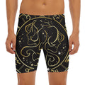 Gold And Black Gemini Sign Print Men's Long Boxer Briefs