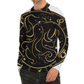 Gold And Black Gemini Sign Print Men's Long Sleeve Rash Guard