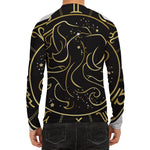 Gold And Black Gemini Sign Print Men's Long Sleeve Rash Guard