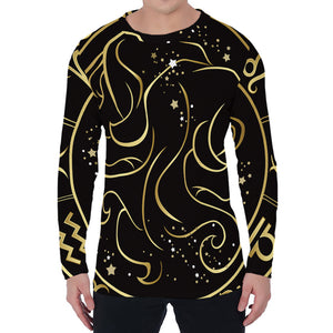 Gold And Black Gemini Sign Print Men's Long Sleeve T-Shirt