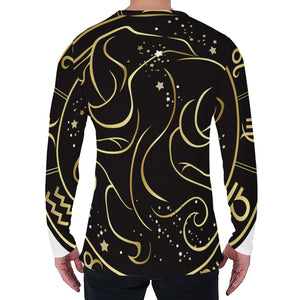 Gold And Black Gemini Sign Print Men's Long Sleeve T-Shirt