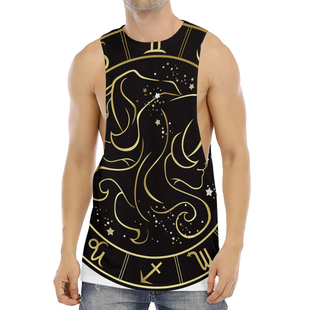 Gold And Black Gemini Sign Print Men's Muscle Tank Top