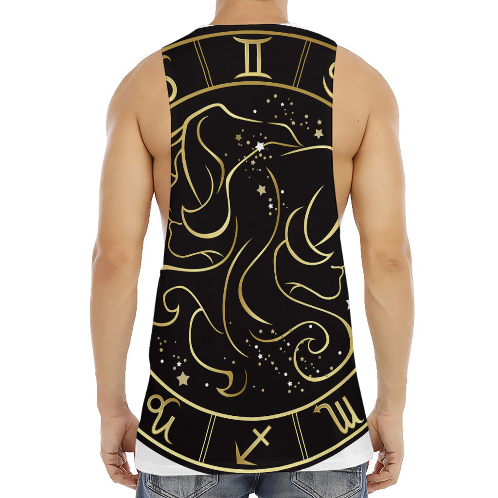 Gold And Black Gemini Sign Print Men's Muscle Tank Top
