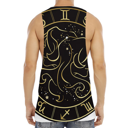Gold And Black Gemini Sign Print Men's Muscle Tank Top