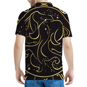 Gold And Black Gemini Sign Print Men's Polo Shirt