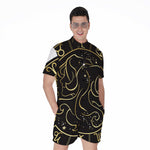 Gold And Black Gemini Sign Print Men's Rompers