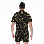 Gold And Black Gemini Sign Print Men's Rompers