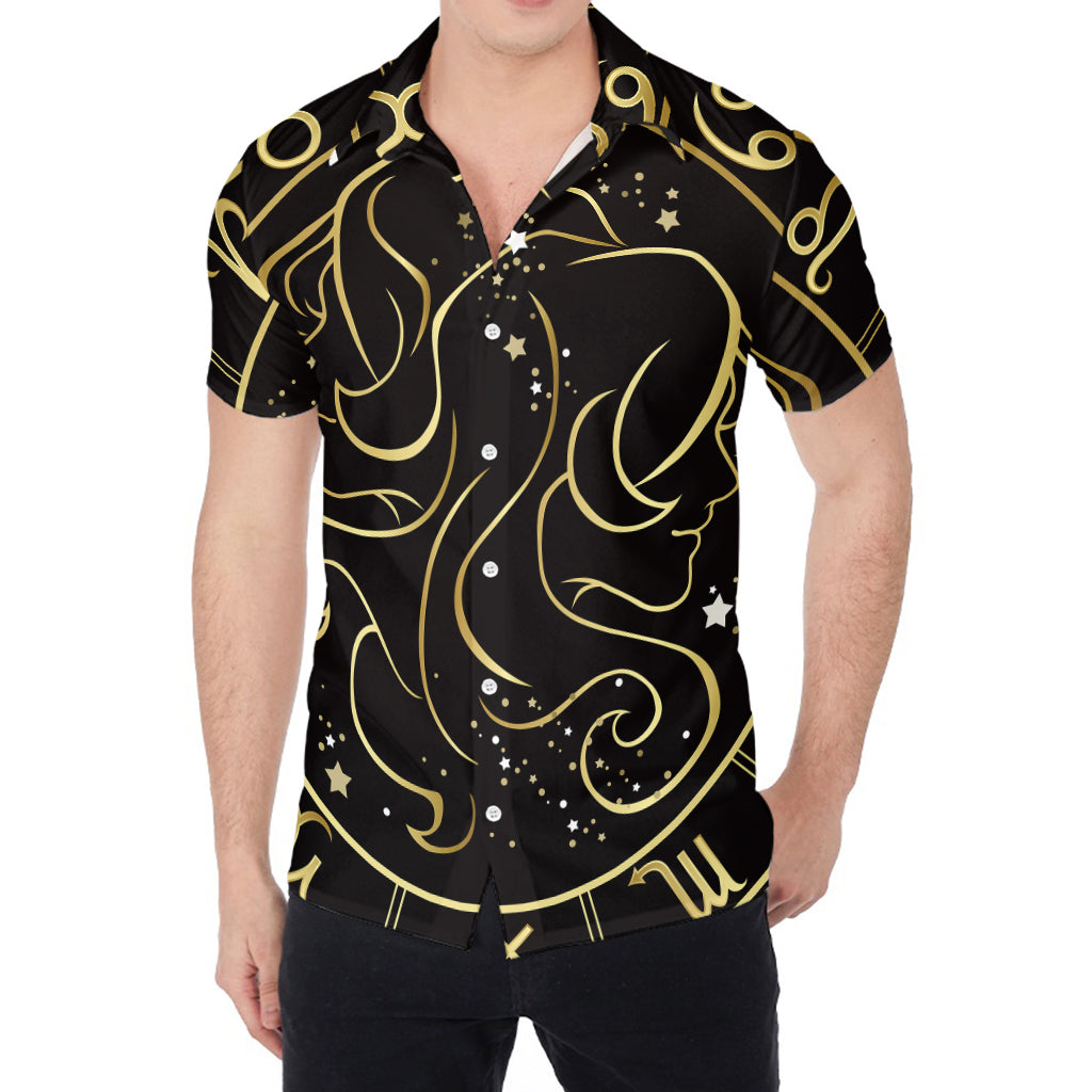 Gold And Black Gemini Sign Print Men's Shirt