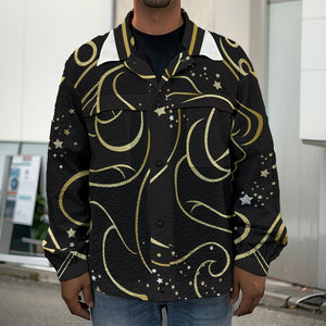 Gold And Black Gemini Sign Print Men's Shirt Jacket