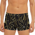 Gold And Black Gemini Sign Print Men's Short Boxer Briefs