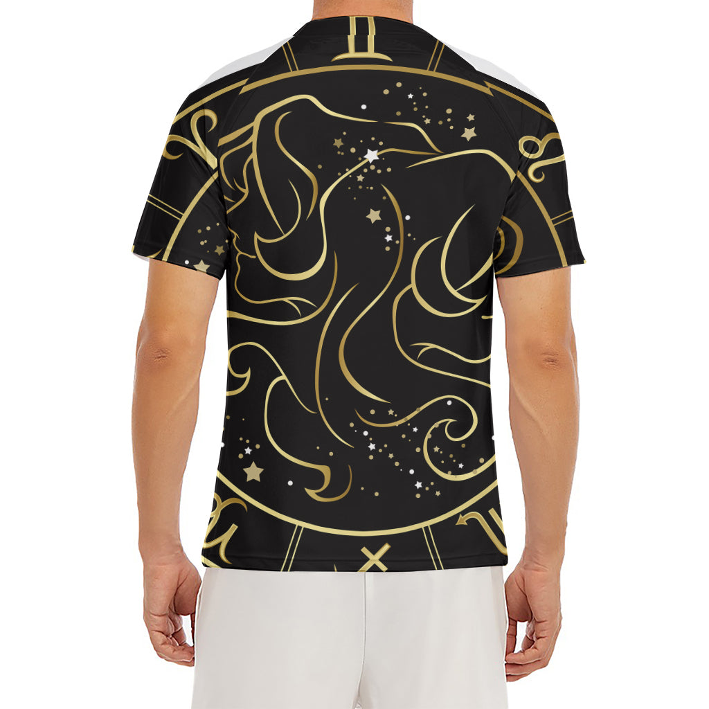 Gold And Black Gemini Sign Print Men's Short Sleeve Rash Guard