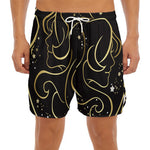 Gold And Black Gemini Sign Print Men's Split Running Shorts