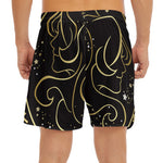 Gold And Black Gemini Sign Print Men's Split Running Shorts
