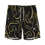 Gold And Black Gemini Sign Print Men's Sports Shorts
