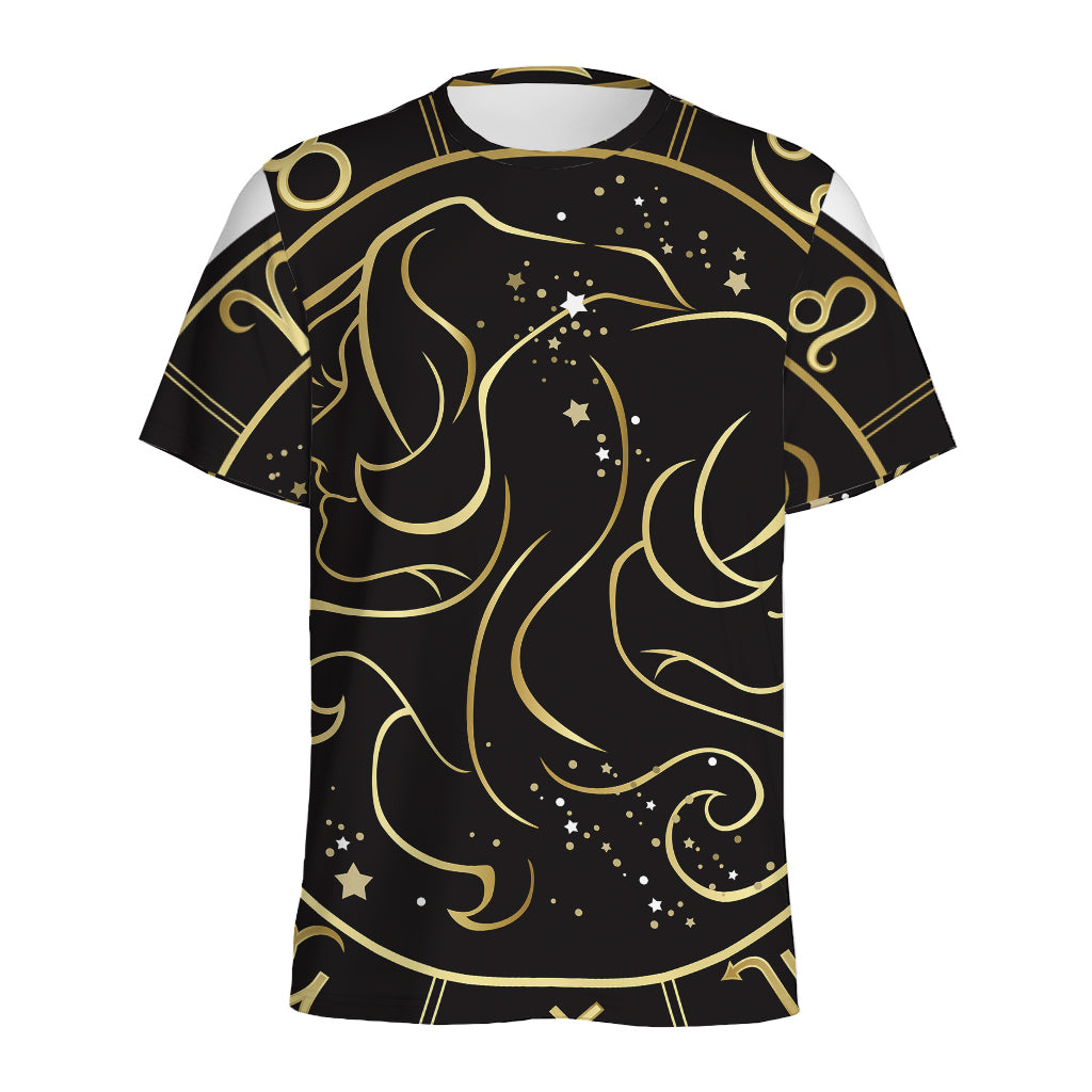 Gold And Black Gemini Sign Print Men's Sports T-Shirt