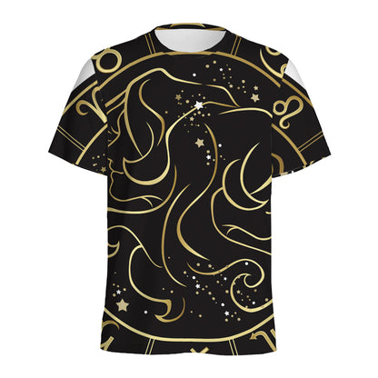 Gold And Black Gemini Sign Print Men's Sports T-Shirt
