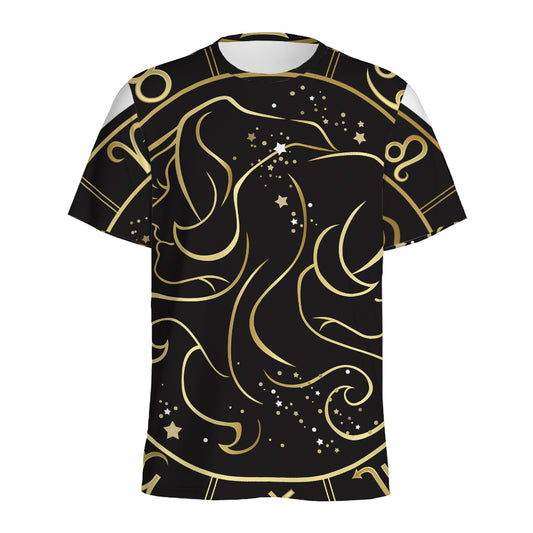 Gold And Black Gemini Sign Print Men's Sports T-Shirt