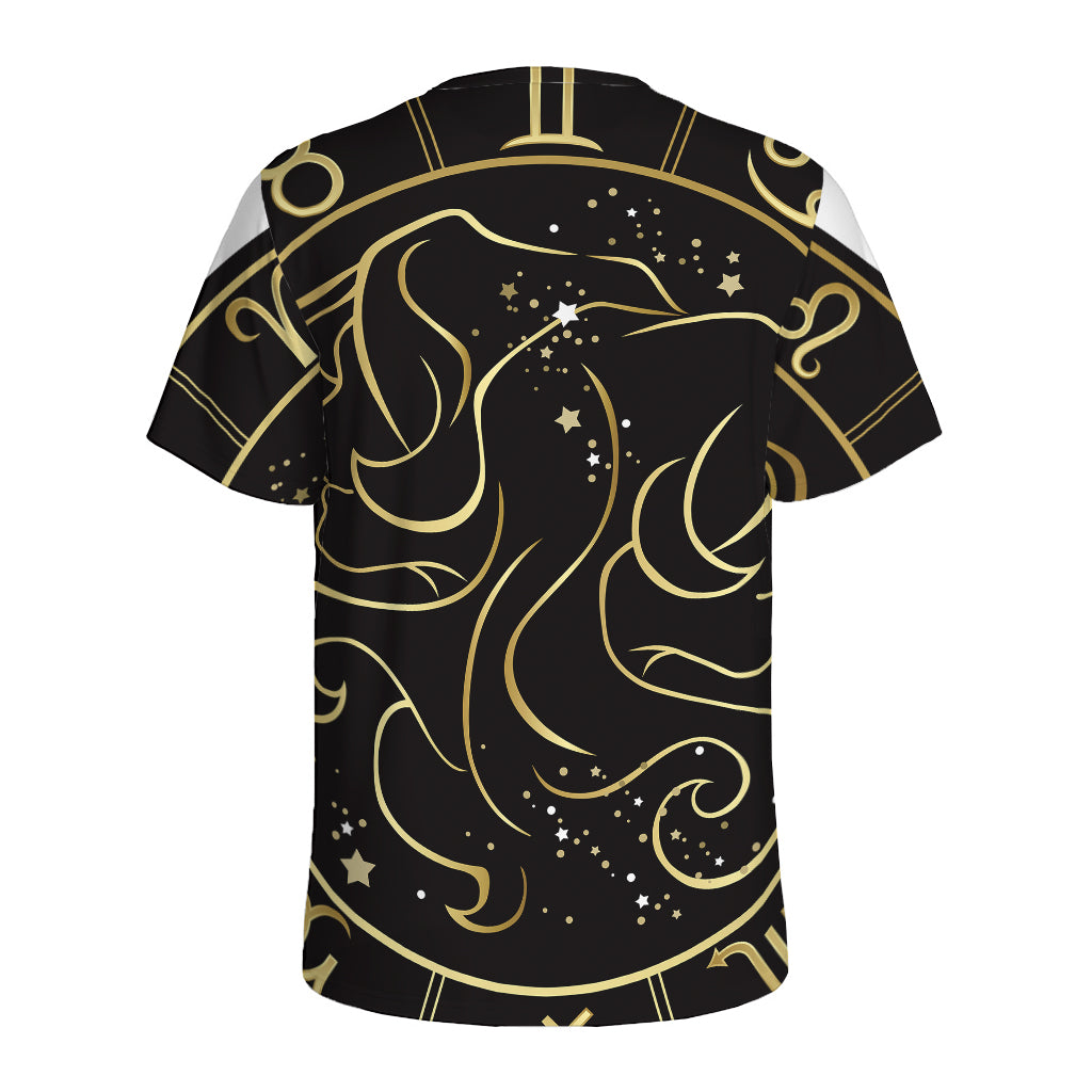 Gold And Black Gemini Sign Print Men's Sports T-Shirt