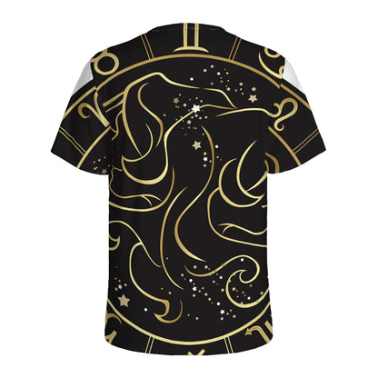 Gold And Black Gemini Sign Print Men's Sports T-Shirt