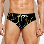 Gold And Black Gemini Sign Print Men's Swim Briefs