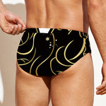 Gold And Black Gemini Sign Print Men's Swim Briefs