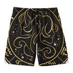 Gold And Black Gemini Sign Print Men's Swim Trunks