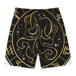 Gold And Black Gemini Sign Print Men's Swim Trunks