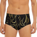 Gold And Black Gemini Sign Print Men's Triangle Swim Briefs