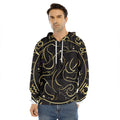 Gold And Black Gemini Sign Print Men's Velvet Pullover Hoodie