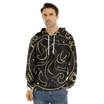 Gold And Black Gemini Sign Print Men's Velvet Pullover Hoodie