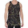 Gold And Black Gemini Sign Print Men's Velvet Tank Top