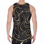 Gold And Black Gemini Sign Print Men's Velvet Tank Top